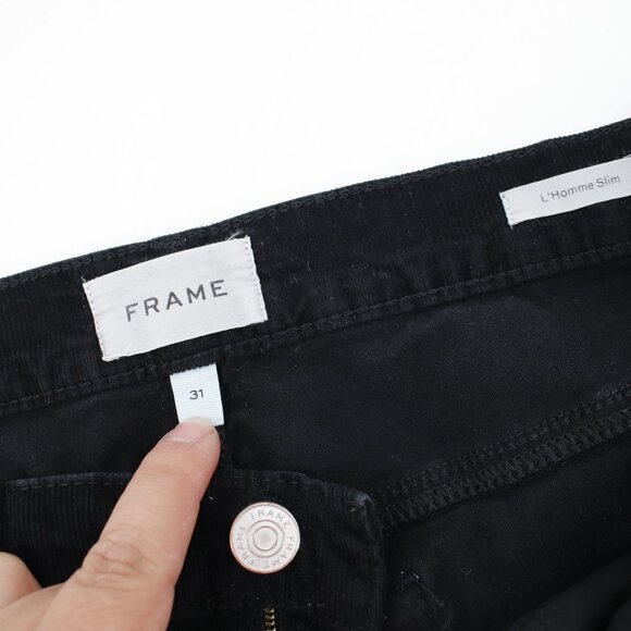 Frame pants Mens 31L31.5 L'Homme Slim corduroyl Mid Rise Stretch Noir Black - Picture 8 of 11